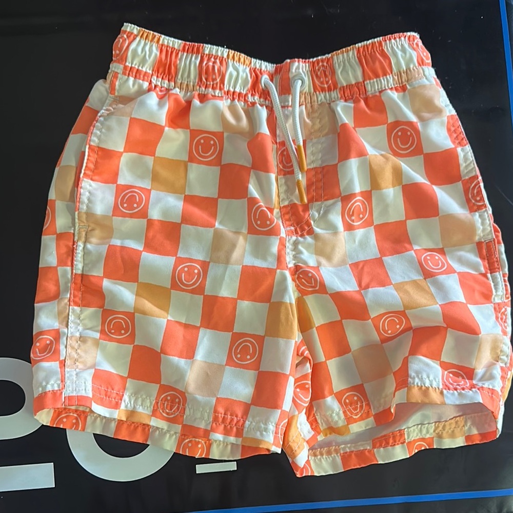 Cat & Jack Orange and White Checkered Shorts